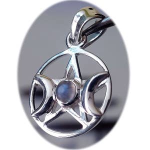Triple Goddess Pentacle Sterling Pendant - Labradorite for wholesale by Crystal Earth Sterling