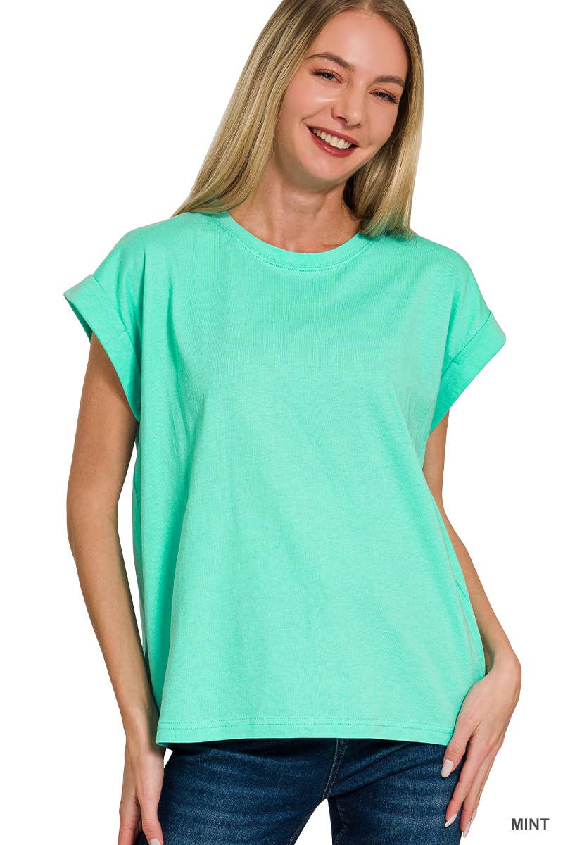42POPS - Wholesale T-Shirt - Women's - `.Round Neck Folded Short Sleeve T Shirt36