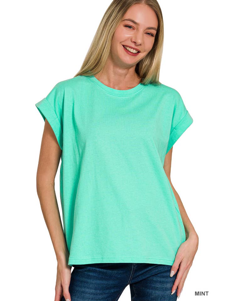 42POPS - Wholesale T-Shirt - Women's - `.Round Neck Folded Short Sleeve T Shirt36