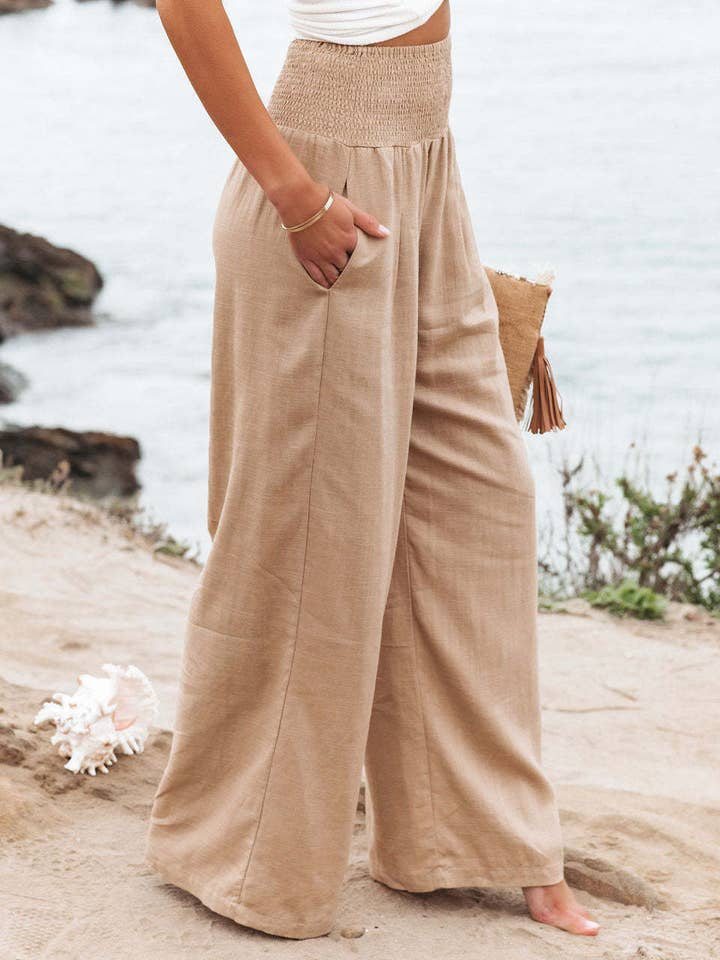Lily Clothing - Wholesale Pants - Women's - Cotton and linen loose-fitting wide-leg pants11