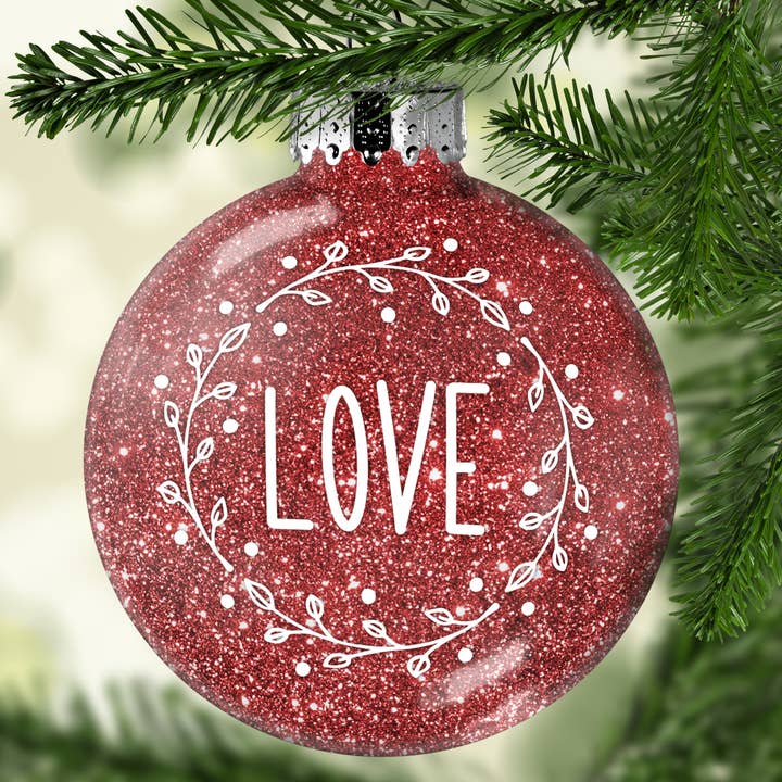 Liebe Glitzer Weihnachtsverzierung für den Großhandel von Sparkling Magnolia LLC