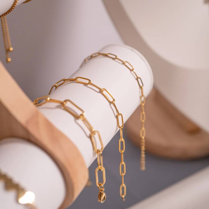 WJW - Wholesale Link & Chain Bracelet - Stainless Steel Paperclip Chain Bracelet