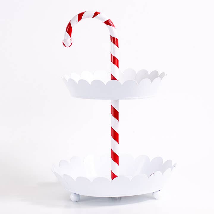 The Royal Standard - Wholesale Serving tray - Candy Cane Tiered Server White/Red 8x12x8