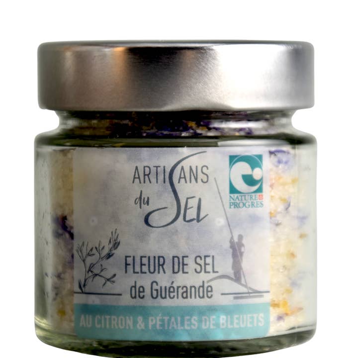 Artisans du sel - Wholesale Salt - Fleur de Sel de Guérande Petal Bleuet and Lemon 85gr0