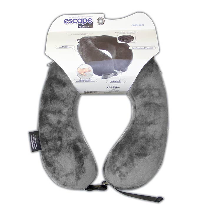 Cloudz - Wholesale Travel Pillow - Cloudz Escape Premium Memory Foam Travel Neck Pillow - Grey2