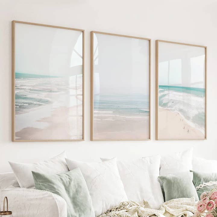 Minimalist Neutral Ocean Beach Wall Art. Coastal Theme for wholesale by Art Lane