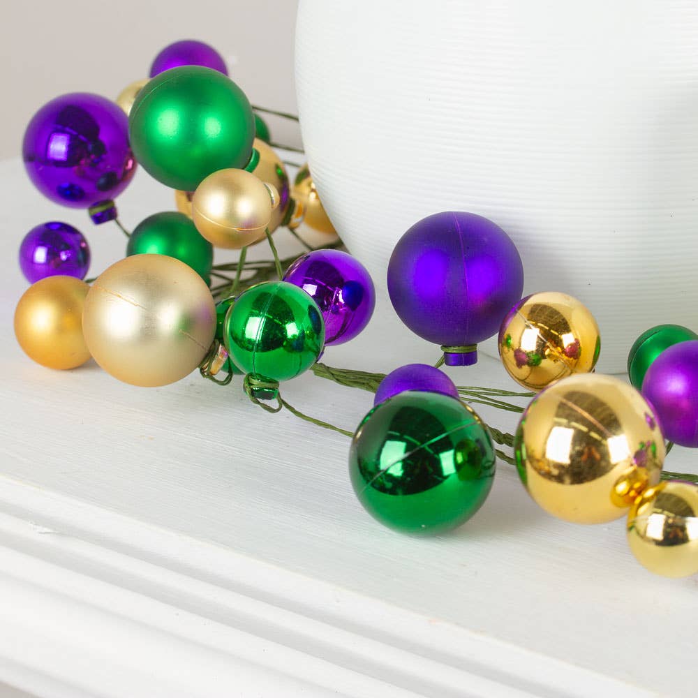 Factory Direct Craft - Vendita all'ingrosso Decorazione - Ghirlanda di palline rotonde di Mardi Gras da 58"3