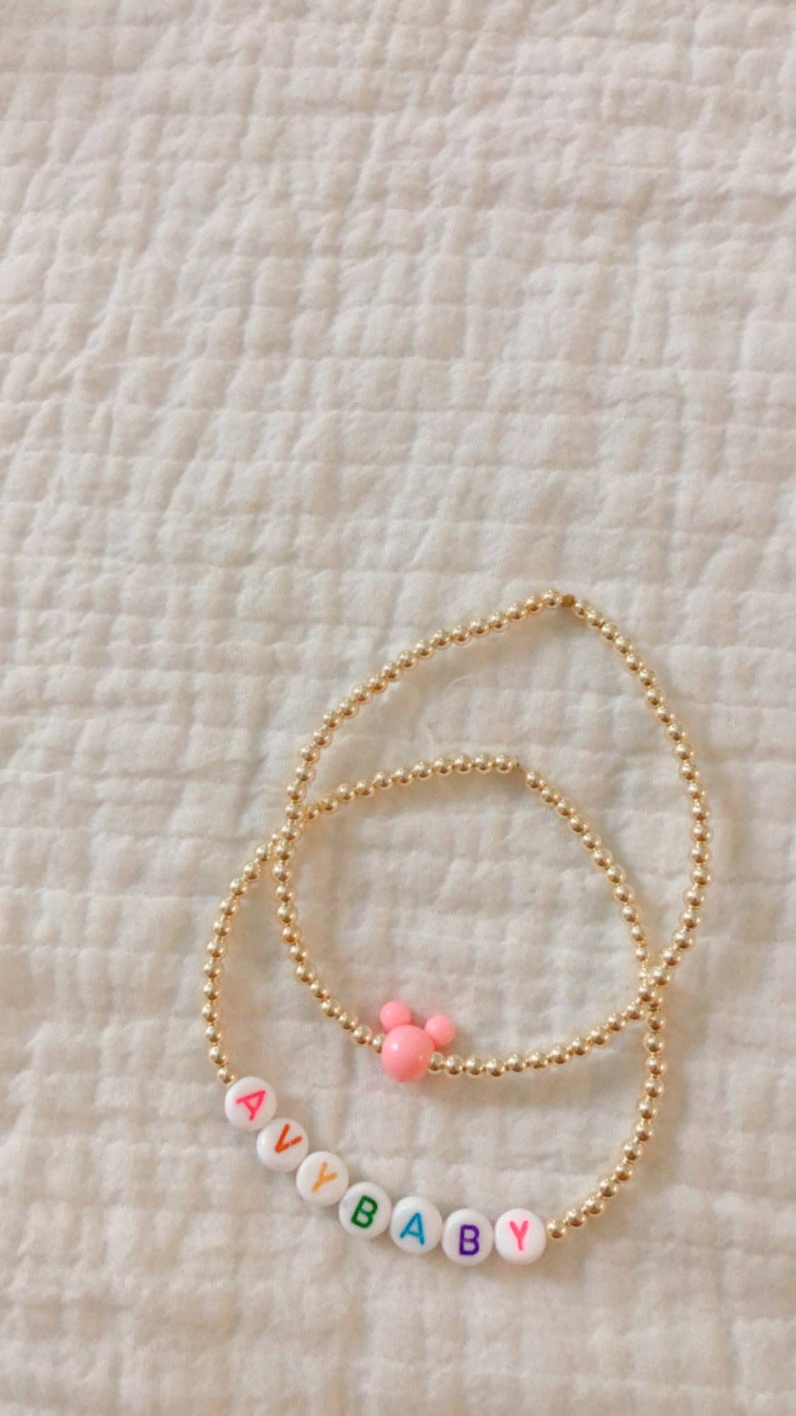 goldenstars - Wholesale Beaded Bracelet - gold custom bracelets with white and rainbow letters3