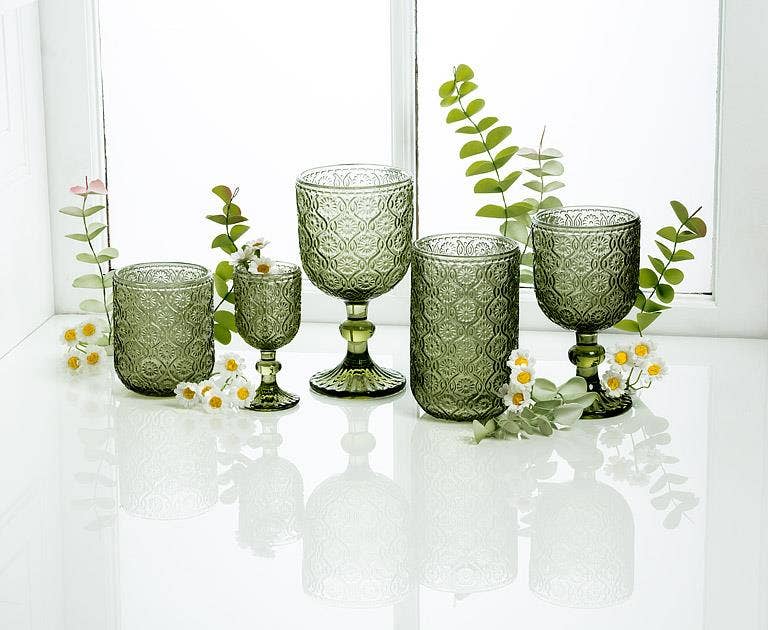 Abbott - Wholesale Wine Glass - Daisy Red Wine Glass-Olive-6.5"H(12oz)1