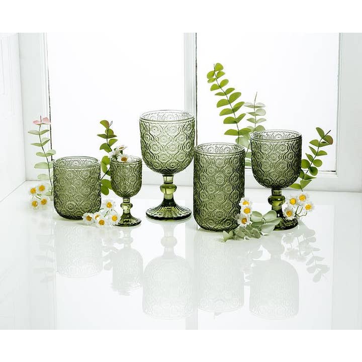 Abbott - Wholesale Wine Glass - Daisy Red Wine Glass-Olive-6.5"H(12oz)1