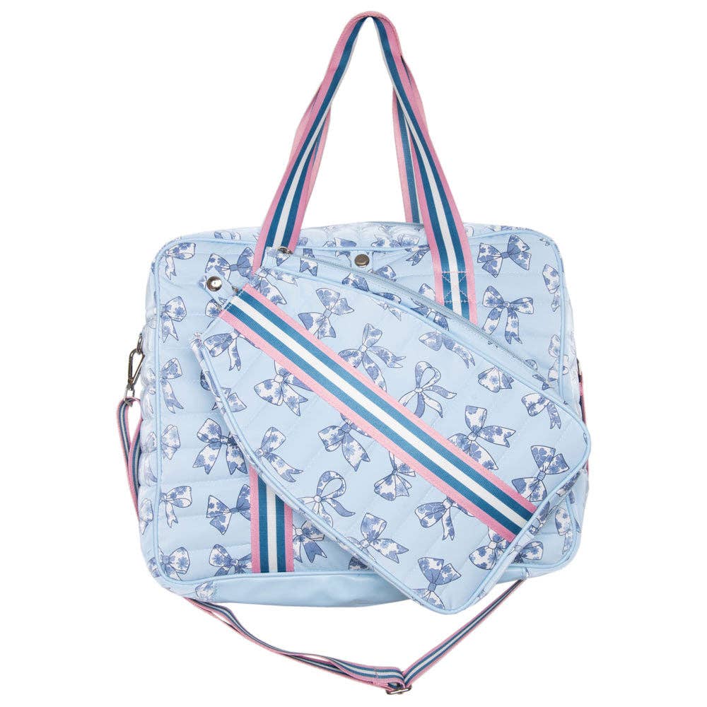 Light Blue Toile Coquette Bows Pickleball Bag for wholesale on Faire2