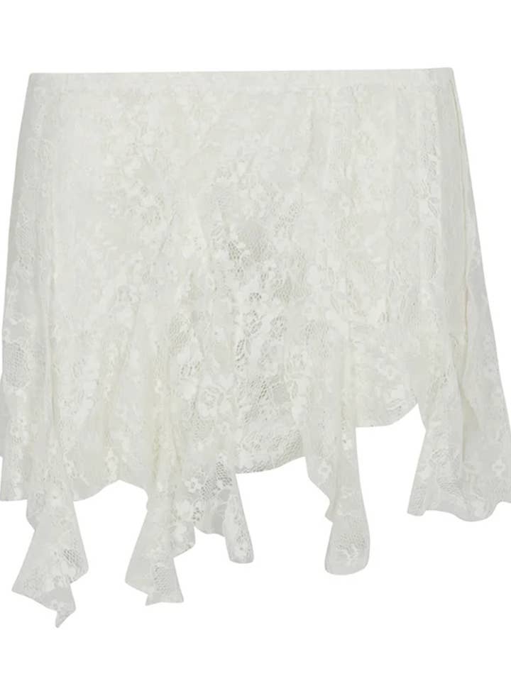 Chérie Asymmetrical Mini Skirt │ Ivory Lace for wholesale by Heart of Sun