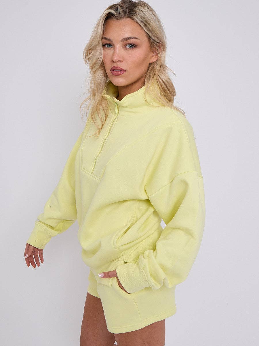 AX Labels - Wholesale Lounge Set - Women's - 1/2 Zip Top & Shorts Fleece Co-ord6