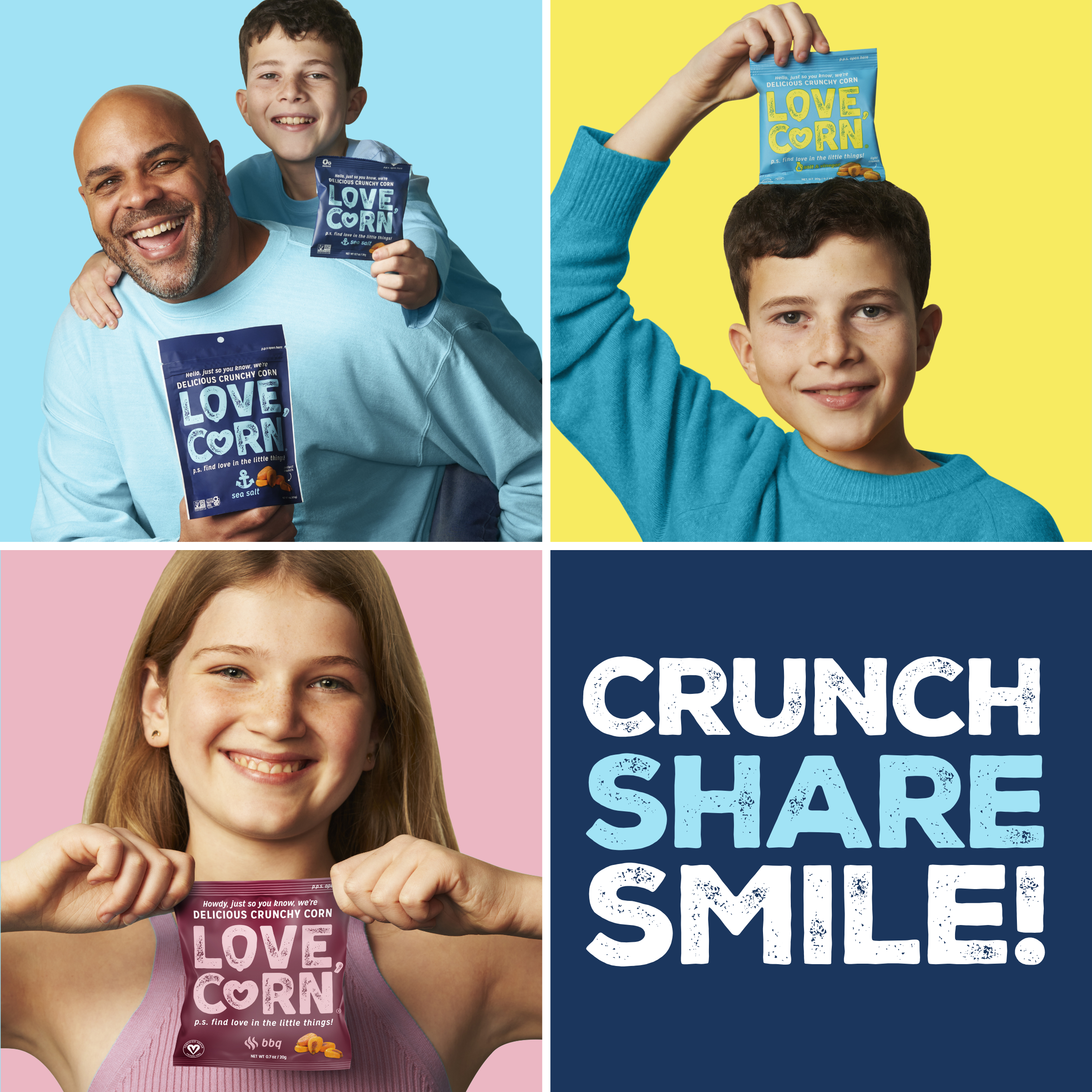 LOVE CORN - Wholesale Puffed Snack - LOVE CORN Fab Four Variety Pack 0.7oz x 20 Bags2