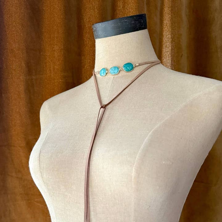 Lani Wrap em Amazonite e Ouro - Bege por atacado de Presh