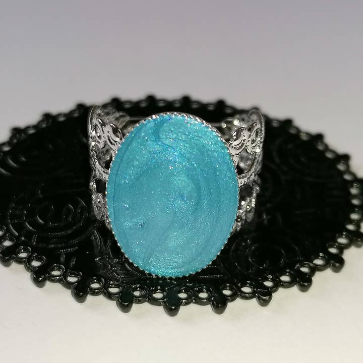 Anel barroco azul por atacado de Blue Moon Bijoux