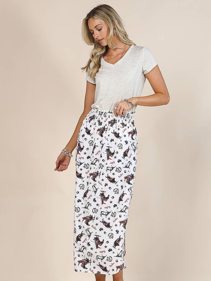 JUPE TISSÉE À TAILLE MI-LONGUE À IMPRIMÉ COWBOY AV1213-KAYLA pour la vente par Avery