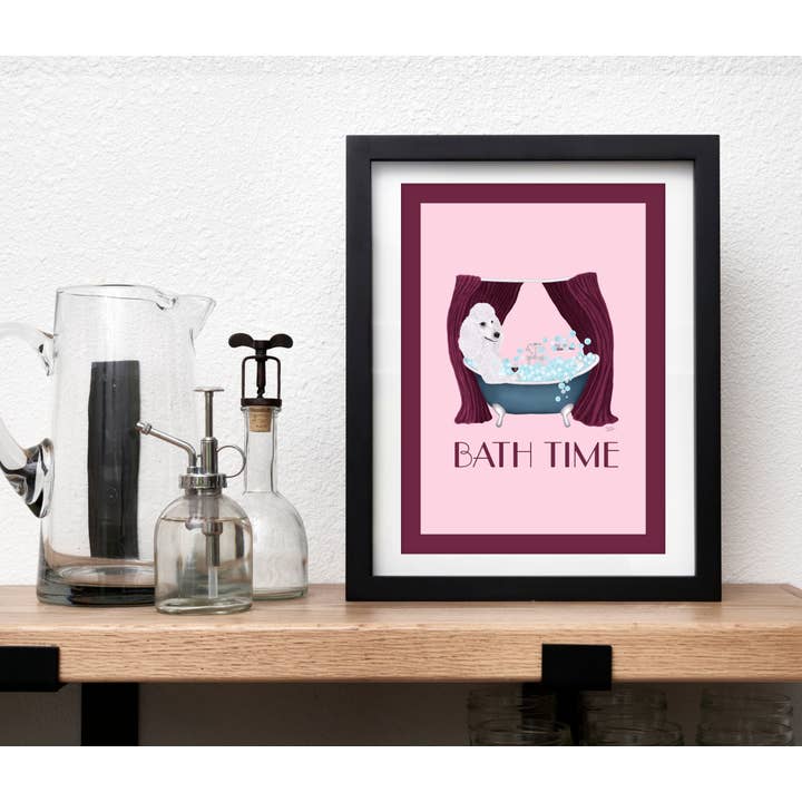 Laura Bergsma Studio - Wholesale Art Print - Poodle Dog Art Print, Bath Time6
