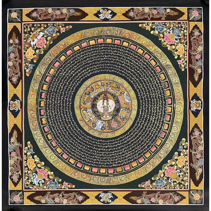 Om Mantra Mandala Thangka per la vendita all'ingrosso da parte di Art Of Tibet