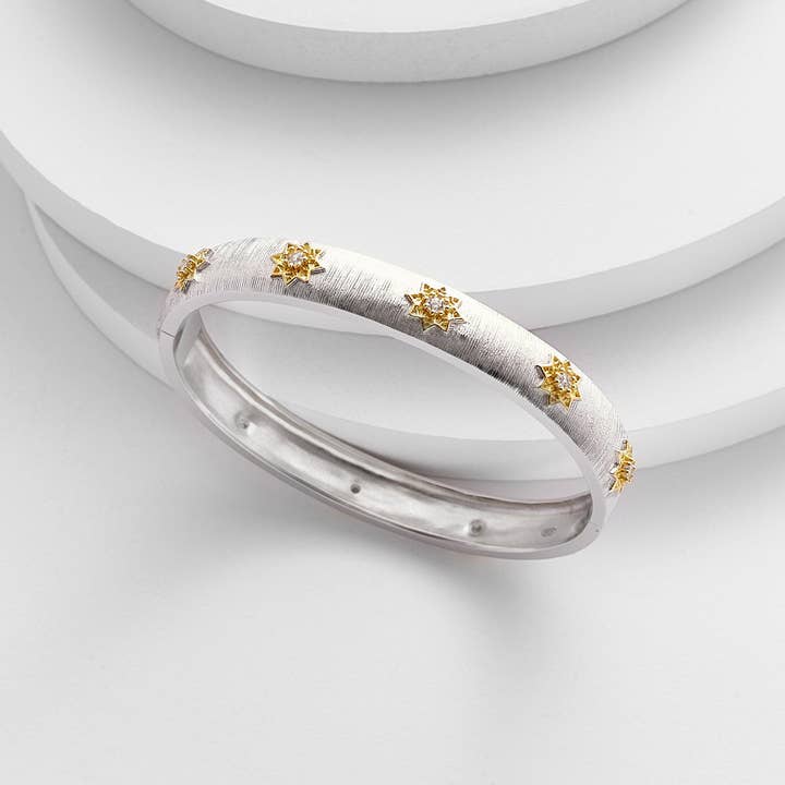 Kosa Jewels - Wholesale Bangle Bracelet - Agatha Shining Star Brushed Gold Bangle