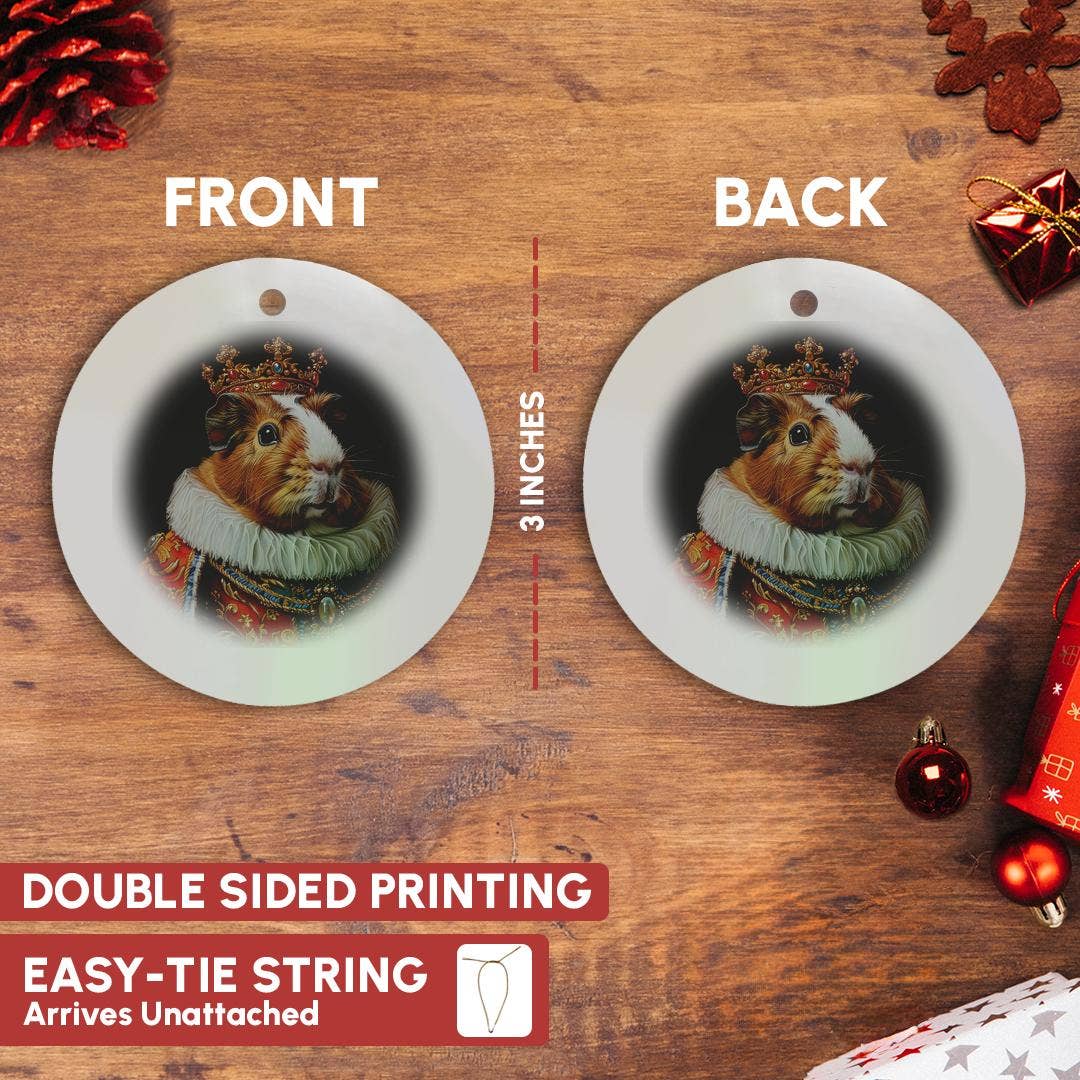 3dRose – Ornamento por atacado – 3dRose, Retrato Real de Porquinho-da-Índia, Majestade do Roedor, Ornamento2