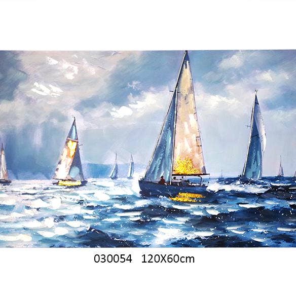 Hand-Painted Canvas 80% Landscape Boats on Sea 60 X 120 cm for wholesale by Faye