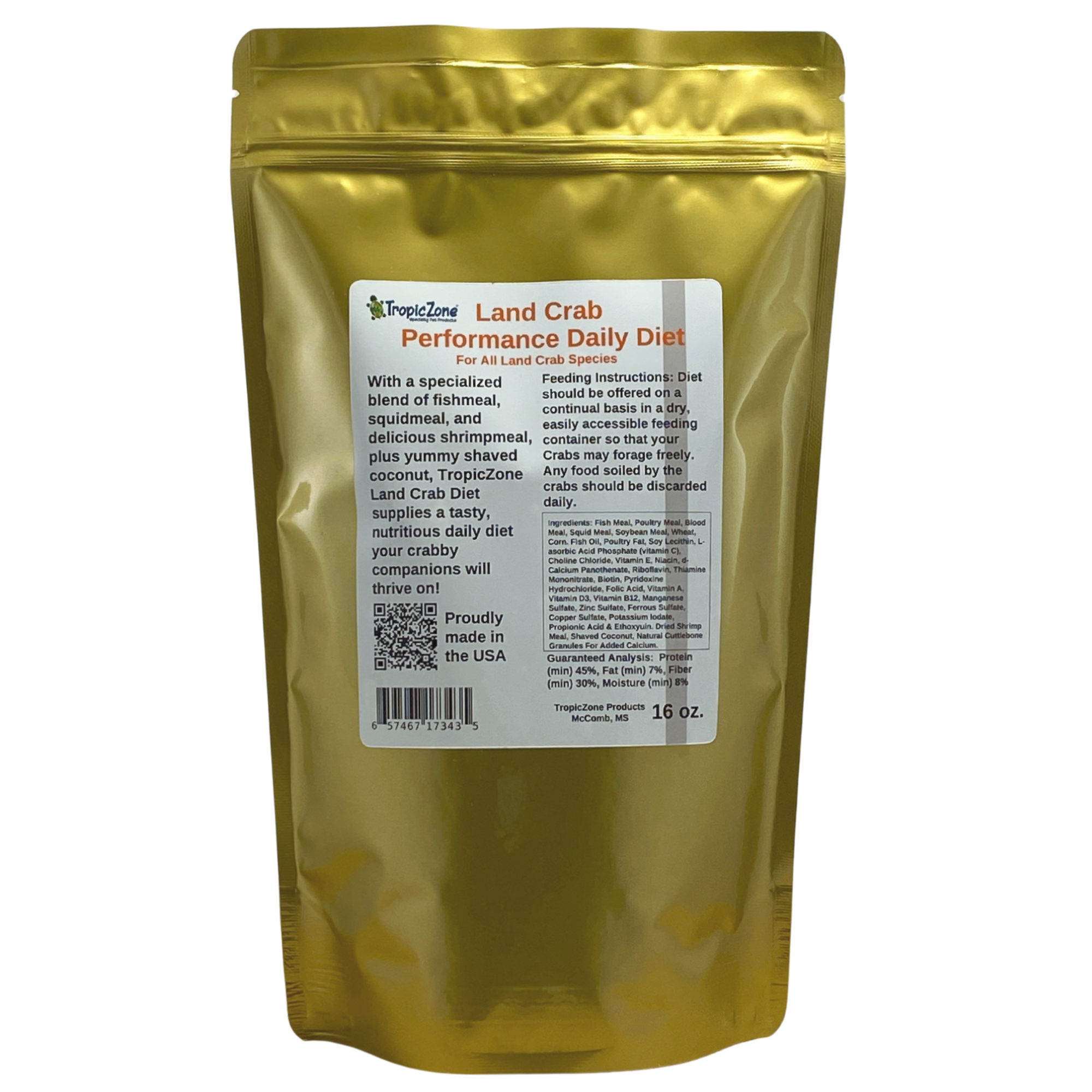 TropicZone - Vente Nourriture – hors chat et chien - Régime de performance pour crabe terrestre TropicZone4