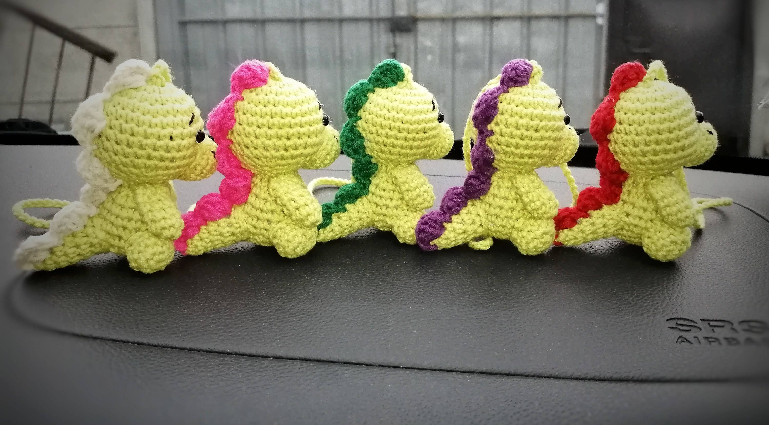 TOMOPOD LLC - Wholesale Car Decorative Charm - Unisex - Crochet Dinosaur Car Hanging, Kawaii Dino Car Accessory4