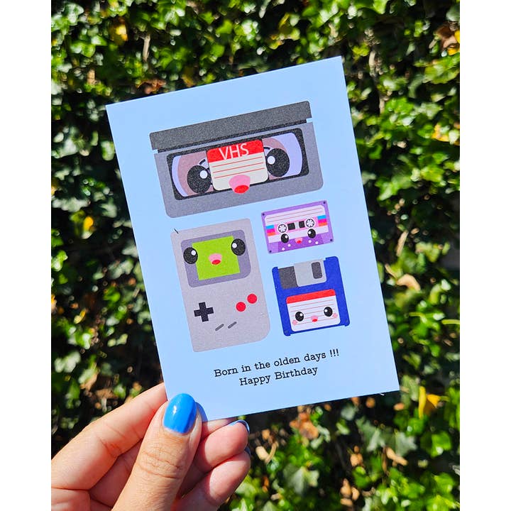 Studio Inktvis - Wholesale Birthday Card - Born in the olden days VHS tape, floppy disk & cassette tape3