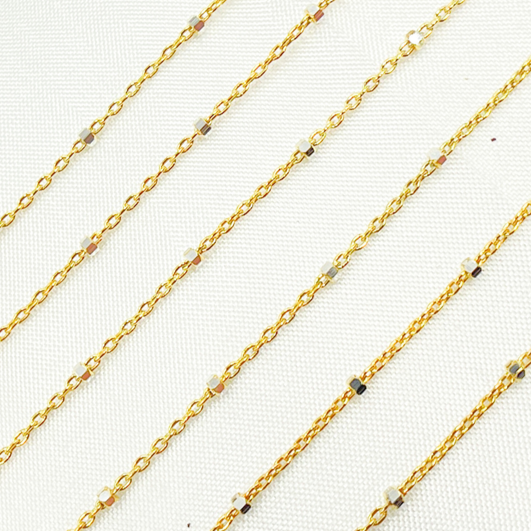 Z36GS1. Gold Plated 925 Sterling Silver Satellite Cube Chain for wholesale on Faire4