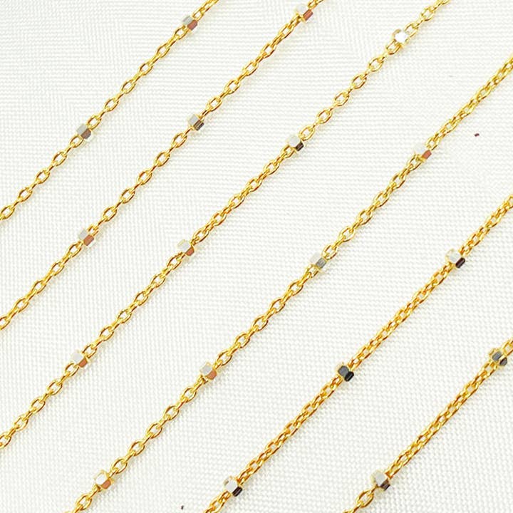 Z36GS1. Gold Plated 925 Sterling Silver Satellite Cube Chain for wholesale on Faire4