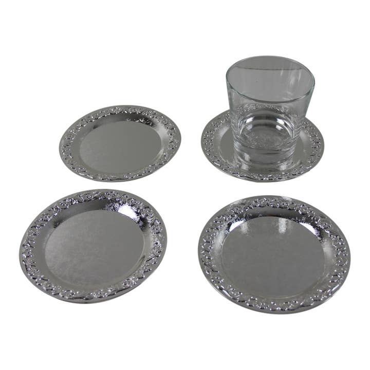 Queen Anne Set/4 Coasters Silver Plate. SKU #: 0/472. for wholesale by Corbell Silver