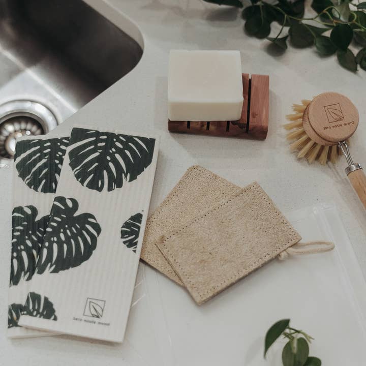 Zero Waste MVMT - Wholesale Dishcloth - 2 Pack Eco Dish Cloth | Swedish Dishcloth | Monstera Print7