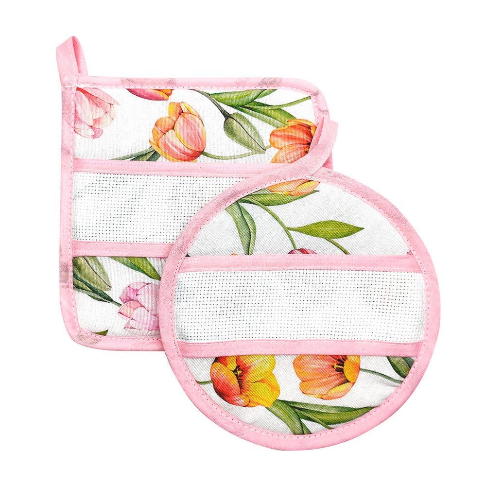 Almatex srl - Wholesale Oven Mitt/Pot Holder - GARDEN potholder square or round with etamine band5