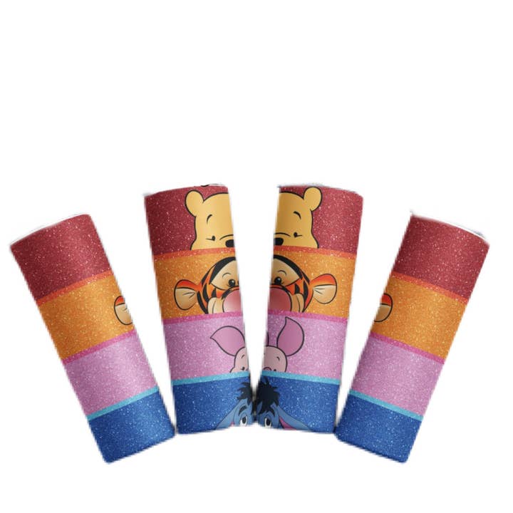 Glitter Pooh Tumbler for wholesale by Smile Graphics and Design