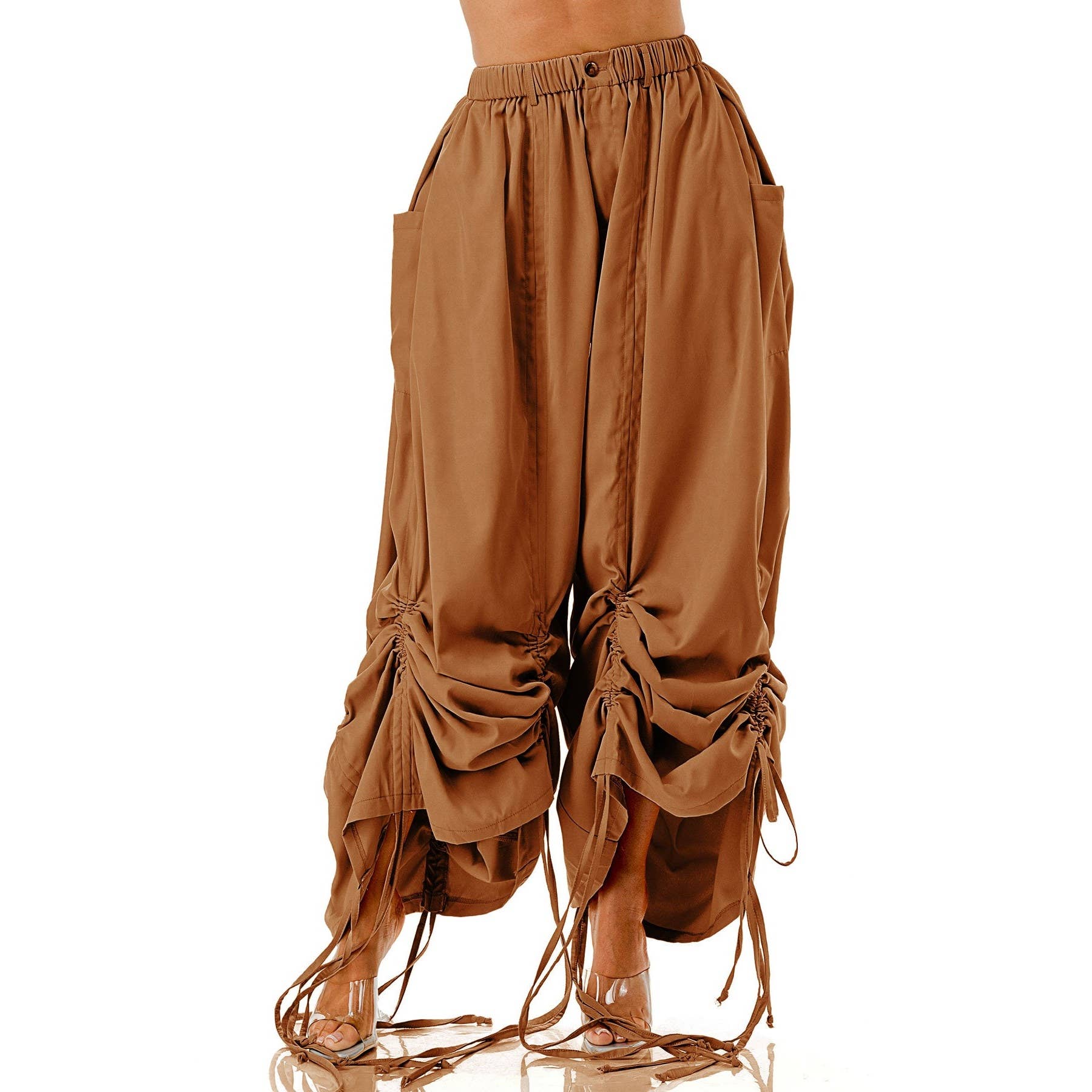 DORCAS - Wholesale Pants - Women's - Loose Fit Palazzo Drawstring Pants3