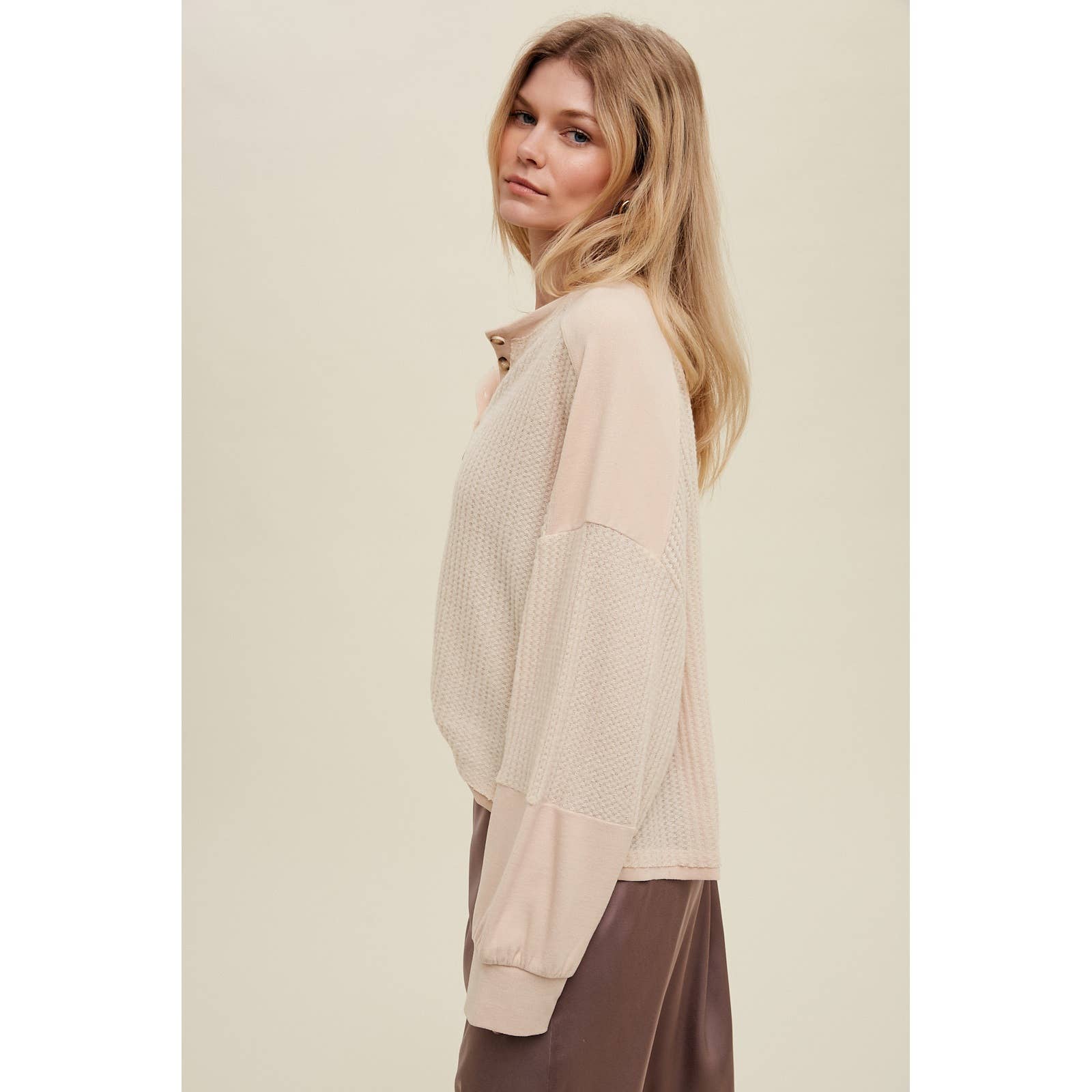 Wishlist Apparel - Wholesale Sweatshirt - Women's - THERMAL CONTRAST PULLOVER / WL23-76804