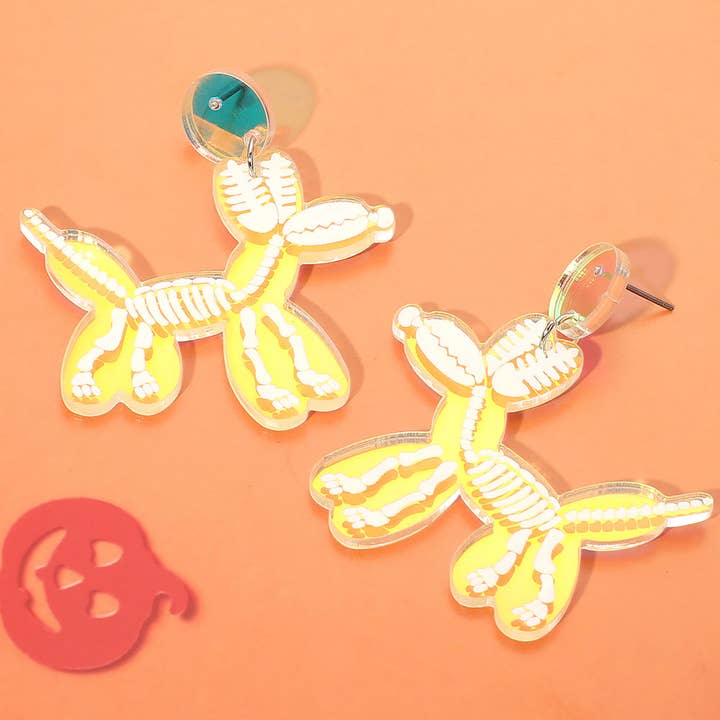 Sensibling Corp. - Wholesale Dangle Earrings - Halloween Skeleton Balloon Dog Dangle Earrings