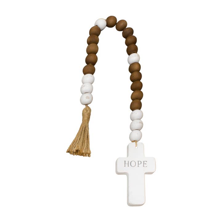 Black & White Beaded Cross Hanger for wholesale by WT Collection