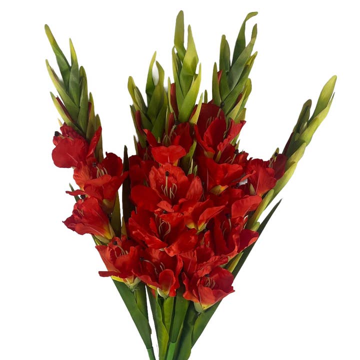 Pack of 6 x 115cm Artificial Orange Gladioli Stem for wholesale by Leaf Design UK LTD