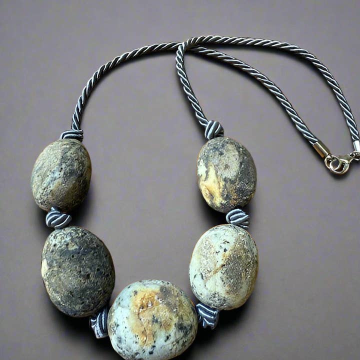 Rustic Charm: 4-Stone Amber Necklace for wholesale by Amber House