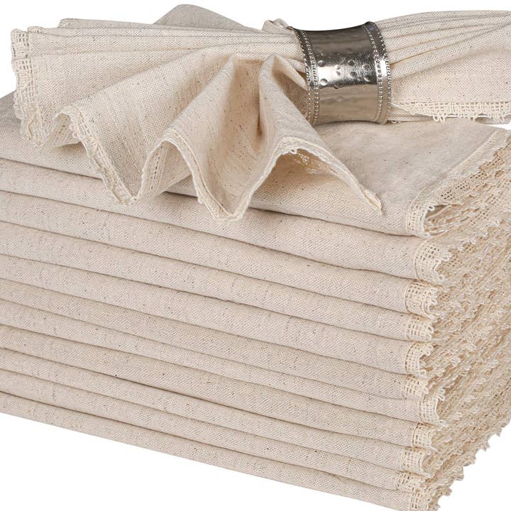 Flax Linen Cotton Cloth Dinner Napkin 18x18" Set of 12 for wholesale by Bedding Craft