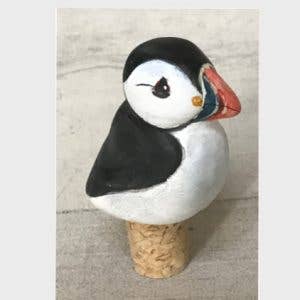 puffin bottlestopper for wholesale by Merryfield Pottery