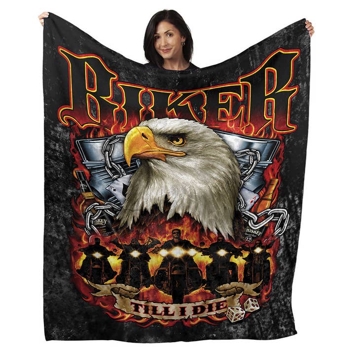 Couverture Minky en peluche Biker Til l Didie de 50 po x 60 po pour la vente par Artopia