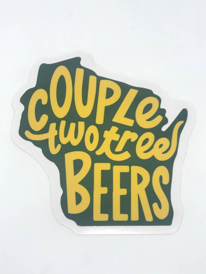 Couple Two Tree Beers Wisconsin Vinyl Sticker for wholesale by Flags Over Wisconsin
