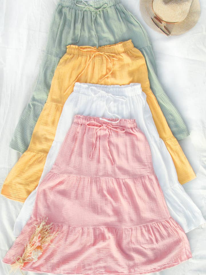 Jupe longue à plusieurs niveaux à taille élastique NS50130 pour la vente par VERY J