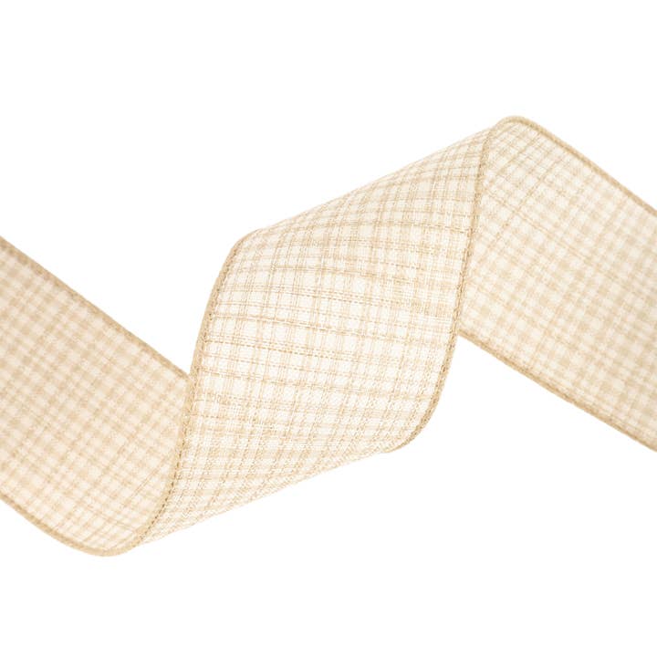 LA Ribbons Wholesale - Wholesale Ribbon - Gift Wrapping - 2 1/2" Wired Ribbon | Light Brown Plaid | 10 Yard Roll
3
