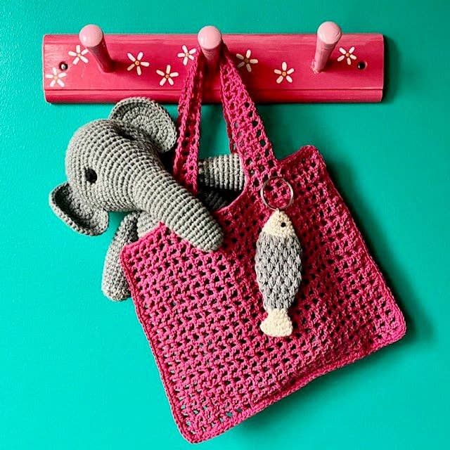 Luna-Leena - Wholesale Keychain - Women's - keychain fish grey - organic cotton hand crochet