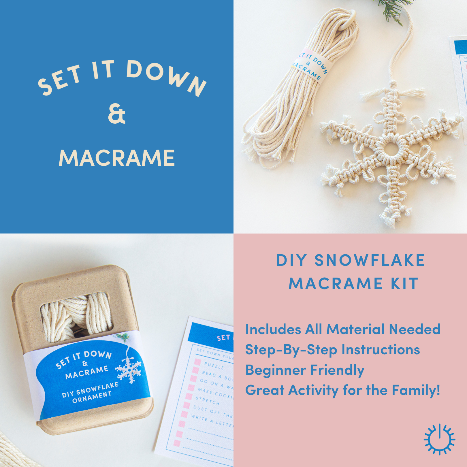 Set It Down - Wholesale DIY Craft Kit - DIY Snowflake Ornament Macrame Kit3