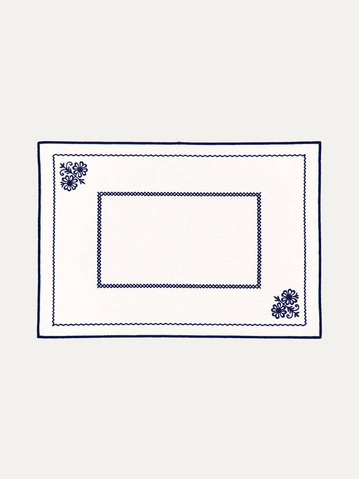 Individual Cradle, White with Blue, Premium Linen and Cotton Blend for wholesale by Mariaida Home